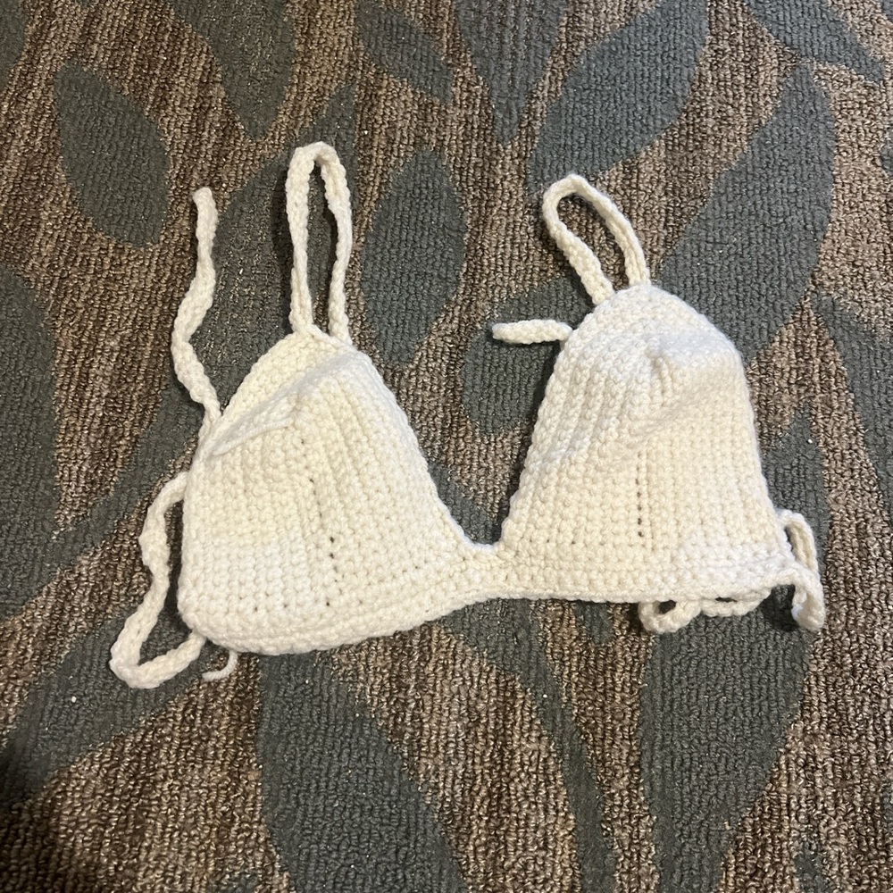 handmade crochet bikini top cream